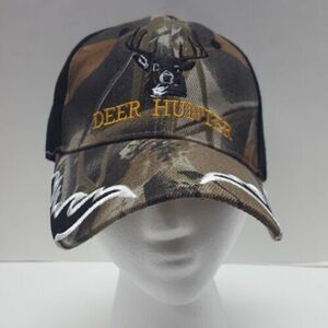 Camouflage Hat Deer Hunter Deer Black Cap Strapback One Size